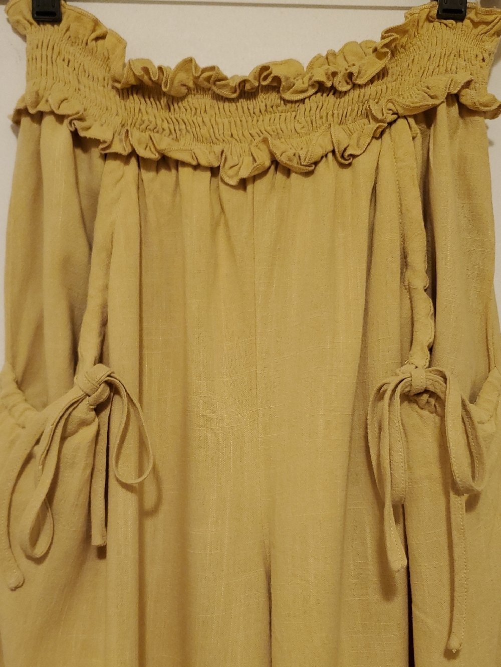 Cider Wide Leg Pants Side Ruching Size Large Yellow NWT - Picture 3 of 9